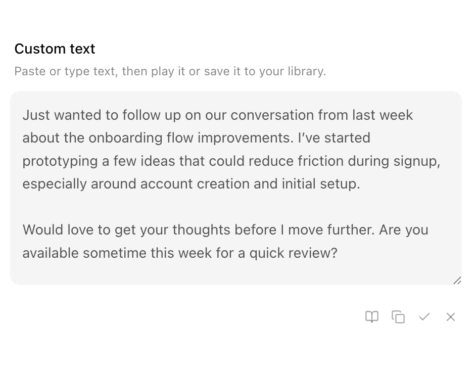 Readox custom text area with pasted text ready to play.